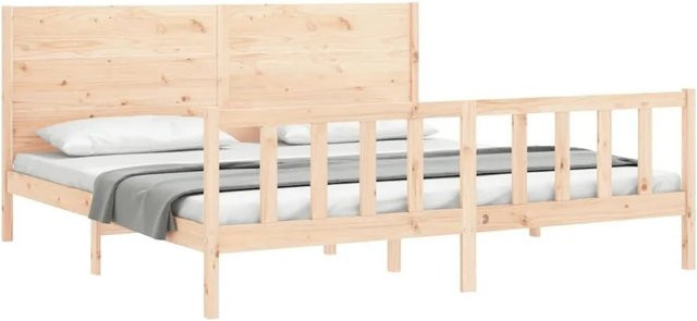 vidaXL Massivholzbett aus Kiefer in Braun mit rustikaler Optik, B/T/H: 200 x 200 x 205,5 cm - Bild 1