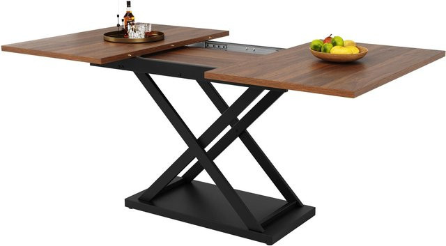 okwish Ausziehbarer Esstisch für Küche und Wohnzimmer in Walnussbraun mit Metallgestell, B/T/H: 160 x 80 x 75 cm - Bild 1