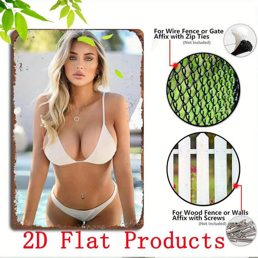 CIFBUY Vintage-Metallblechschild Bikini-Mädchen im Strandstil zur Wanddekoration für Garage, Bar oder Männerhöhle, B/H: 30,0 x 20,0 cm - Bild 5