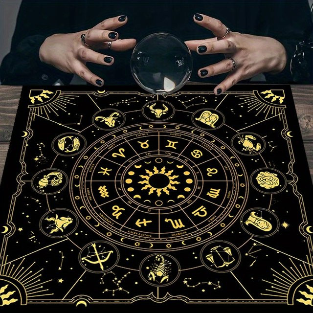 VIKAMA Tarot Tischdecke mit psychedelischer Konstellation in Multicolour, Boho Altartuch für Wahrsagerei und Astrologie - Bild 1