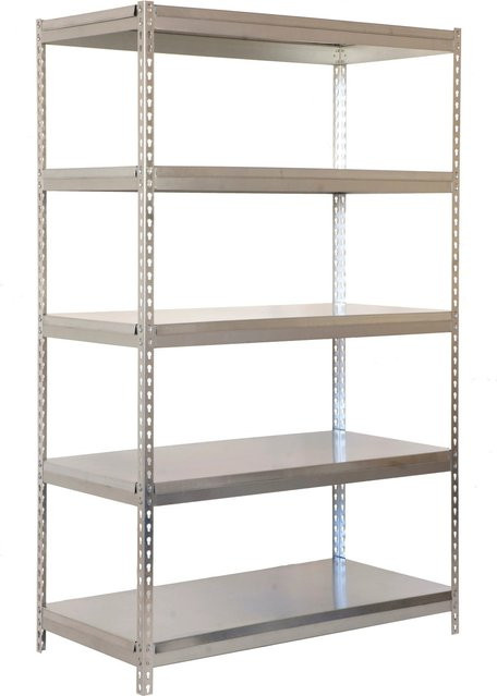 PROREGAL Schwerlastregal Metal Yeti Light, Farbe: Silber, H x B x T: 200 x 100 x 60 cm, Fachlast 300 kg, pulverbeschichtet - Bild 1