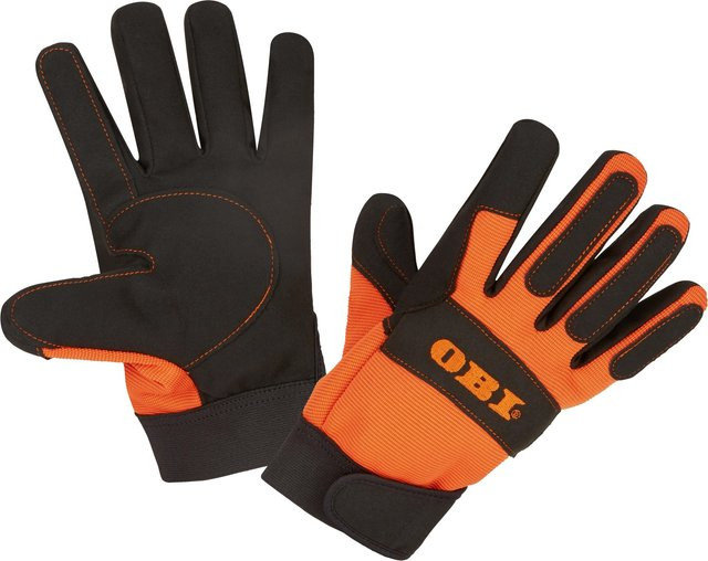 OBI Arbeitshandschuh aus Leder in Schwarz und Orange, Größe XL - Bild 1
