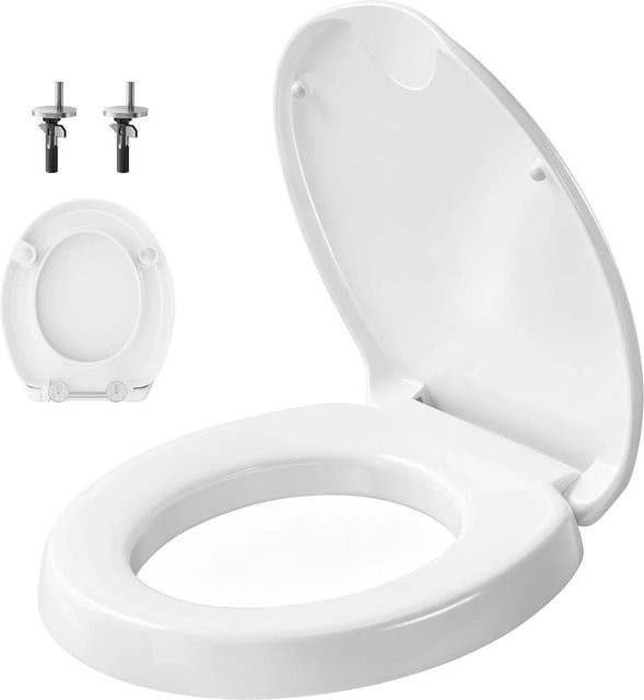 WOLTU Toilettensitzerhöhung mit Absenkautomatik in Weiß, O-Form aus Duroplast, Breite: 44,0 cm, Tiefe: 37,0 cm - Bild 1