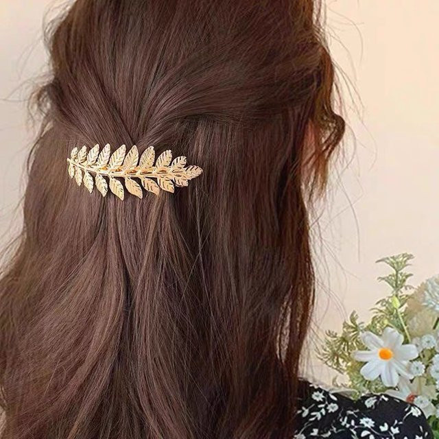 AWAYTR Haarspangen, Metall, Blätter, Gold, Platin, Unisex - Bild 1