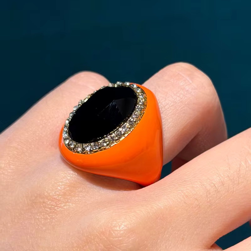 Icareu Ring, vergoldet, Emaille-Kristall-Einlage, Damen, Orange - Bild 4