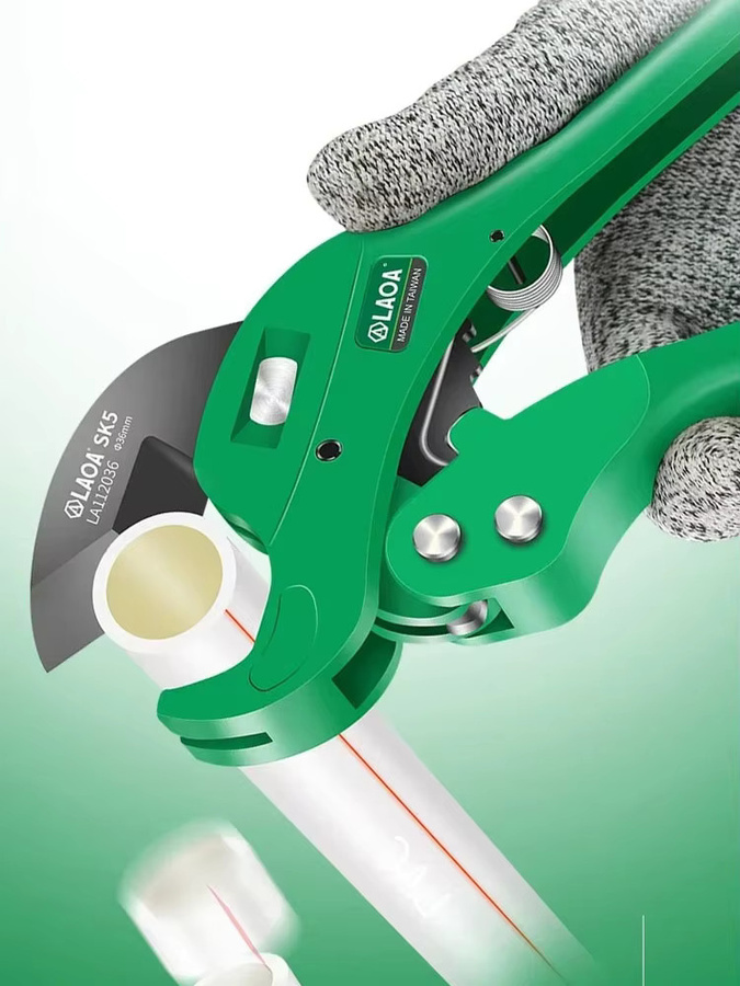 LAOA Ratschenschere aus Aluminiumlegierung für PVC, PE und VE mit 36 mm Schneidkapazität in Grün - Bild 3