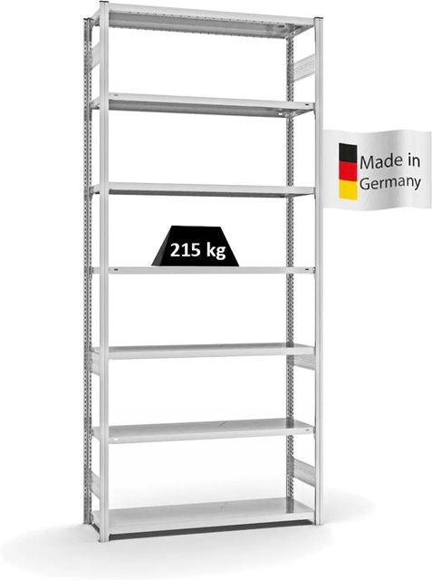 PROREGAL Fachbodenregal Stecksystem T-Profil Medium-Duty Grundregal in Lichtgrau mit 7 Ebenen, H x B x T: 300 x 130 x 40 cm - Bild 1