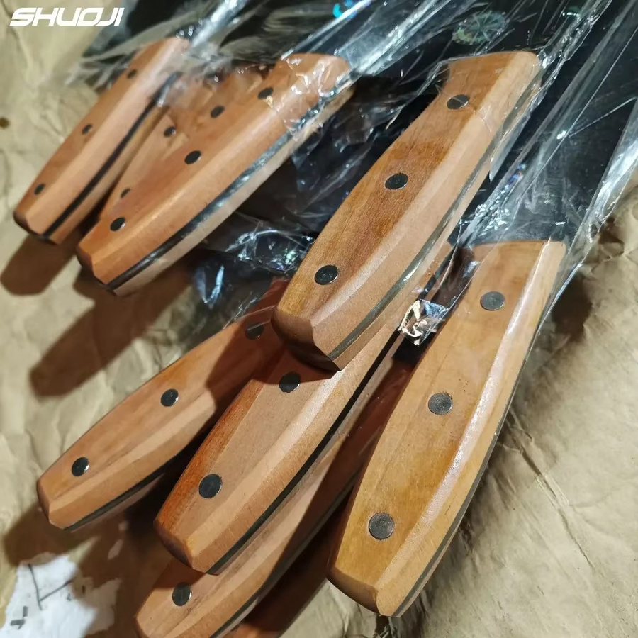 Traditionelles chinesisches Küchenbeilmesser von SHUOJI aus handgeschmiedetem Kohlenstoffstahl mit Rosenholzgriff in Silber - Bild 2