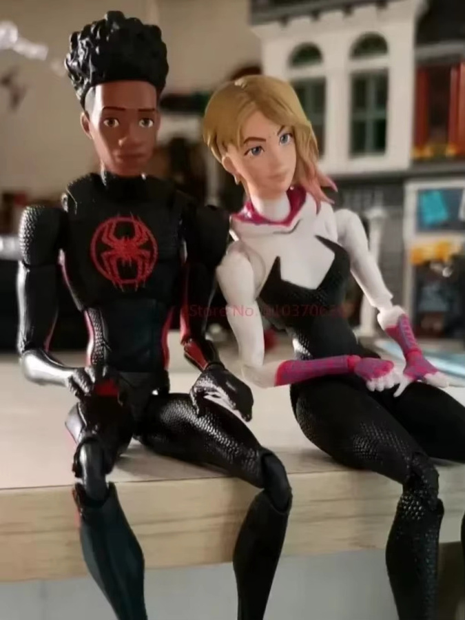 Bandai Marvel Anime Spider-Man SHF Figuarts Miles Morales Gwen, Actionfiguren, Gwen Spider-Woman Figur, PVC Modell Puppe - Bild 3