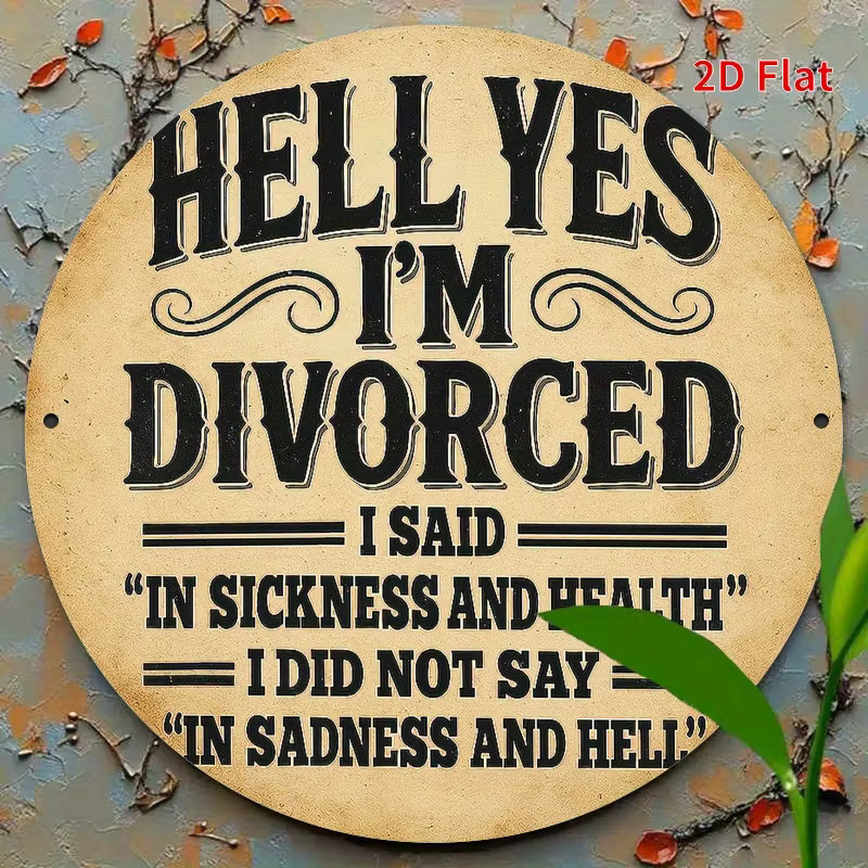 Metallschild Potdemiel Hell Yes I'm Divorce Declaration Wandkunst im Vintage-Design, Beige, B/H: 20 x 20 cm - Bild 6