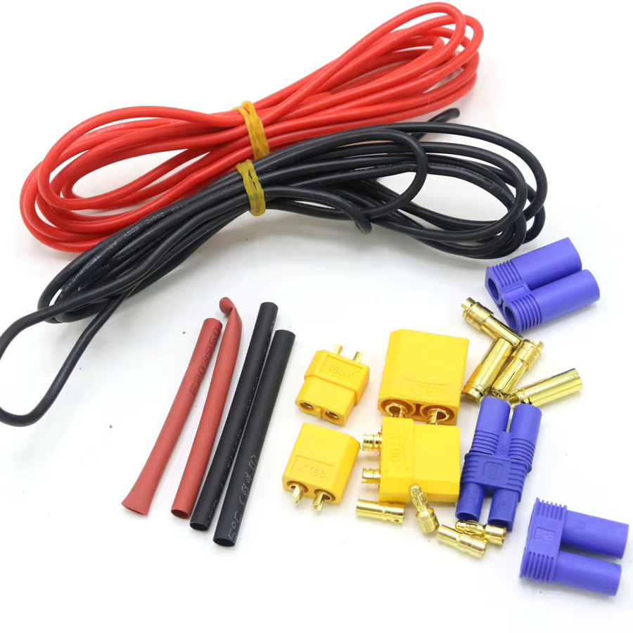 Flyhike Stecker und Buchsen Set mit 16 AWG Silikondraht und Schrumpfschlauch in Multicolour (XT60, XT90, EC3, EC5) - Bild 2