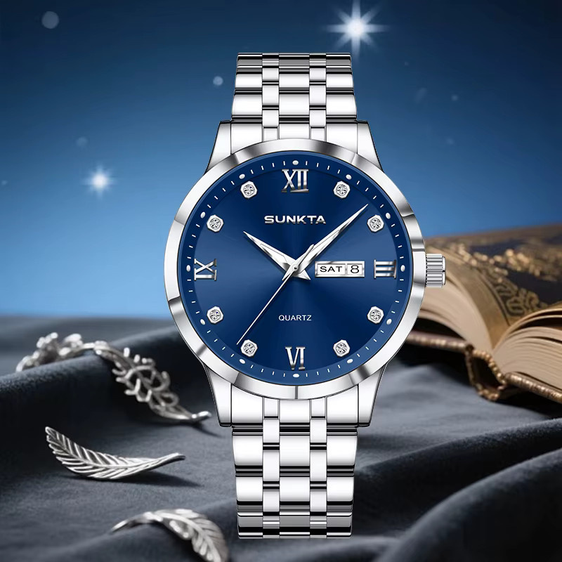 LIGE Armbanduhr, Quarz, Edelstahl, Silikon, Blau, Herren - Bild 3