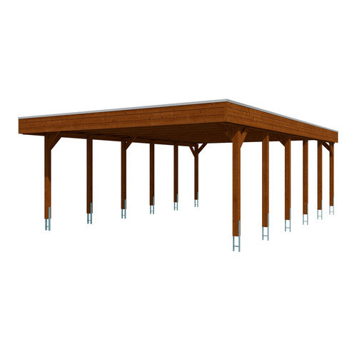 SKANHOLZ Carport Friesland aus Fichte mit Stahl-Dachplatten in Nussbaum Braun und Anthrazit, B: 546 cm, T: 860 cm - Bild 3