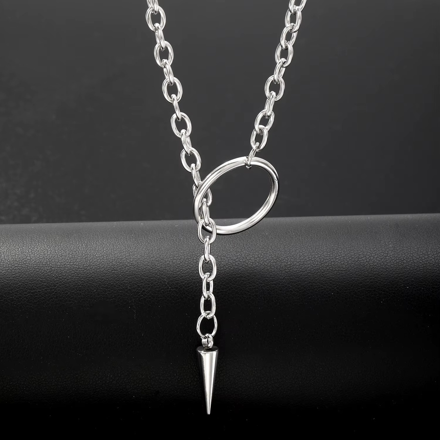 LUXUKISSKIDS Halskette, Nieten-Anhänger, Edelstahl, Silber, Unisex - Bild 2