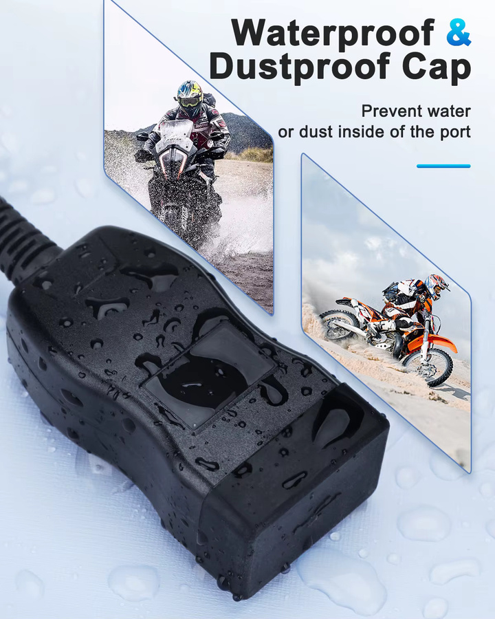 Extractme Motorrad-Ladegerät in Schwarz mit Dual-USB, QC3.0 Schnellladegerät, Steckdose mit Schalter und wasserdichtem digitalem Voltmeter - Bild 6