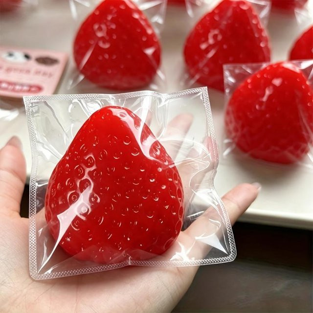 HefengCL Taba Squishy Erdbeere, Stressabbau Spielzeug, Transparent - Bild 1