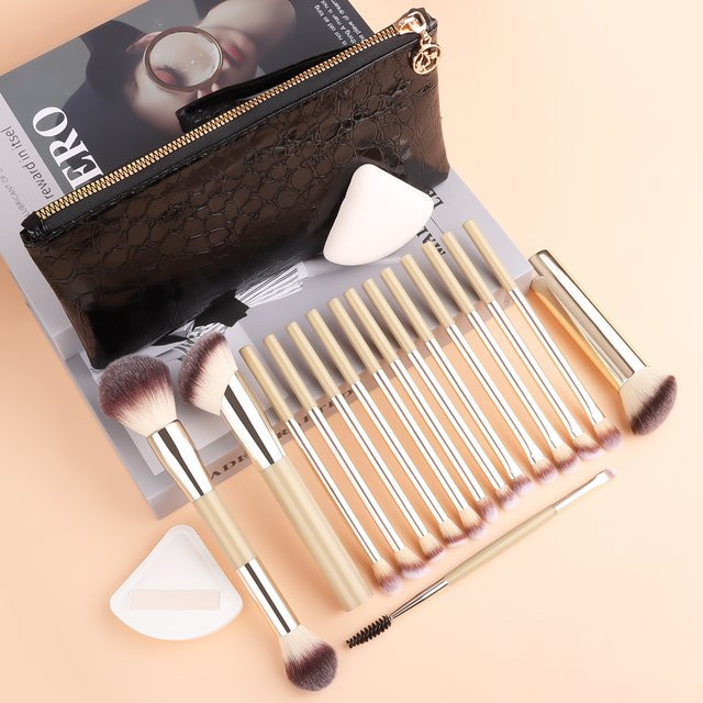 Ronshadow Make-up-Pinsel-Set, 19-teilig, mit Tasche - Bild 1