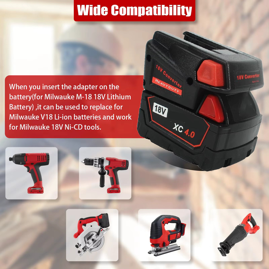 Milwaukee M18V18 Adapter für M18 18V Akkus mit USB-A und USB-C Port in Schwarz - Bild 3