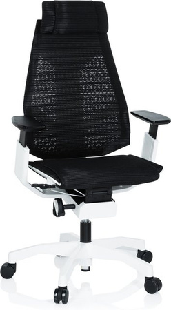 hjh OFFICE High End Bürostuhl GENIDIA PRO WHITE mit Armlehnen und Netzstoff in Weiß