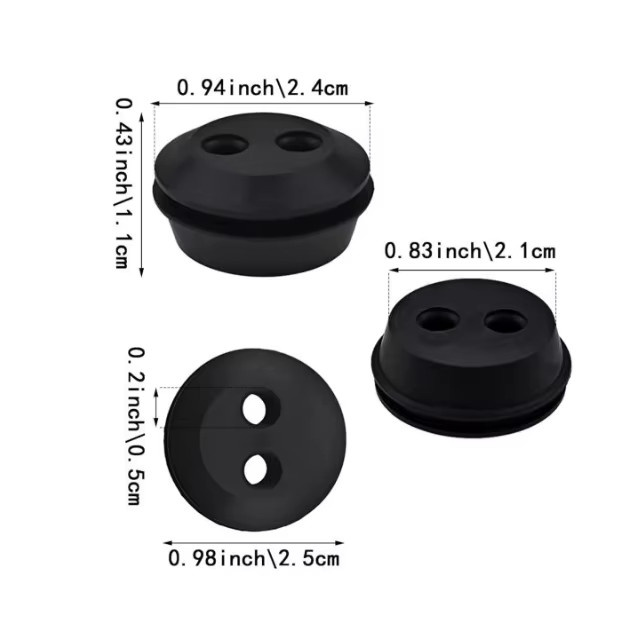 10 Stück Kraftstofftank-Gummitüllen von To-ro in Schwarz mit 2 Löchern und 21,5 mm Durchmesser für Trimmer und Freischneider - Bild 4