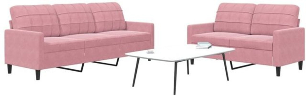 VIDAXL 2-tlg. Ecksofa Set in Rosa aus Samt mit Kissen im modernen Design - Bild 1