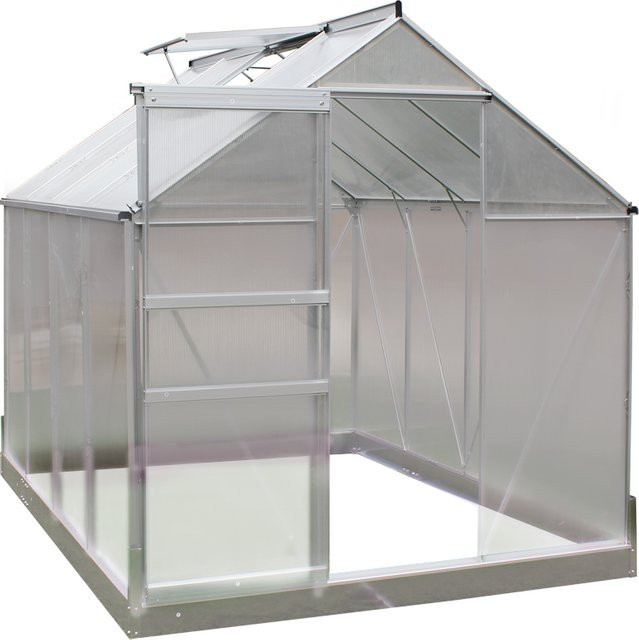 HC Garten & Freizeit Alu-Gewächshaus mit Fundament und Polycarbonat-Fenstern, Farbe: Silber, B/T/H: 252 x 190 x 184 cm - Bild 1