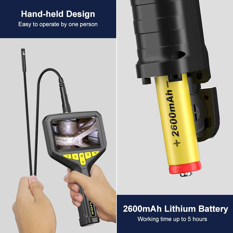 ENWOR Endoskop Kamera mit 4,3 Zoll Bildschirm, HD1080P Auflösung, Single Dual Triple Objektiv und abnehmbarer Batterie in Schwarz - Bild 4