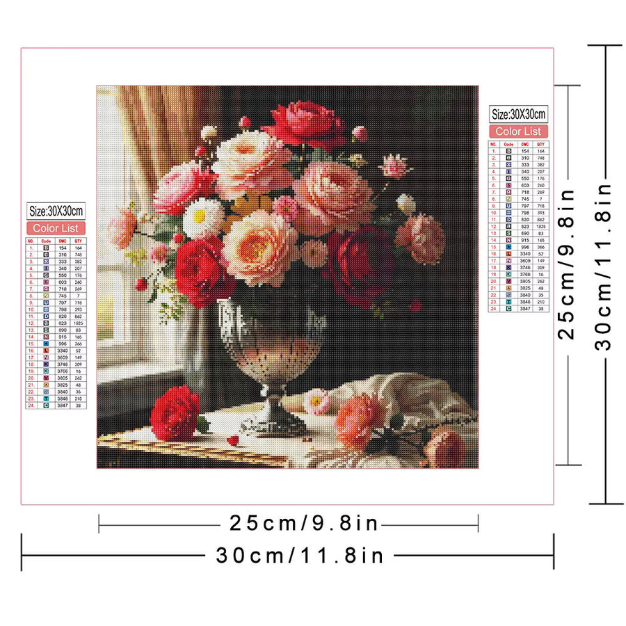 AZQSD 5D Diamantgemälde Blumenstrauß als DIY Strass-Kunst Set mit runden Diamanten in Multicolour, B/H: 20 x 20 cm - Bild 2
