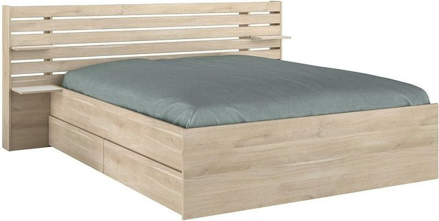 Vente-unique Bettrahmen Tenalia in Natur und Beige mit Schubladen, B/T/H: 160 x 200 x 222,8 cm - Bild 1