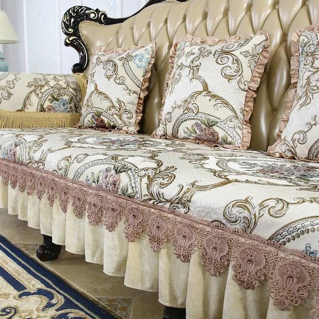 Luxus Jacquard Sofahülle von Your Warm Home in Weiß mit floralem Muster, universeller Möbelschutz für Sessel und Armlehnen, Breite: 50 cm, Tiefe: 60 cm - Bild 1