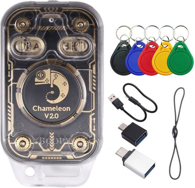 DIGIT Chameleon Ultra V2.0 RFID Smart Chip Reader Emulator mit 5XUID NFC Schlüsselanhänger, 125K und 13,56MHz Karten-Dekodierfunktion, transparent - Bild 1