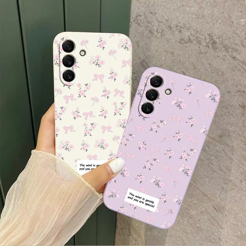 Samsung Silikon Handyhülle mit Blumenmuster in Rosa und Grün für S24, S23, S22, S21 und S20 Modelle - Bild 1