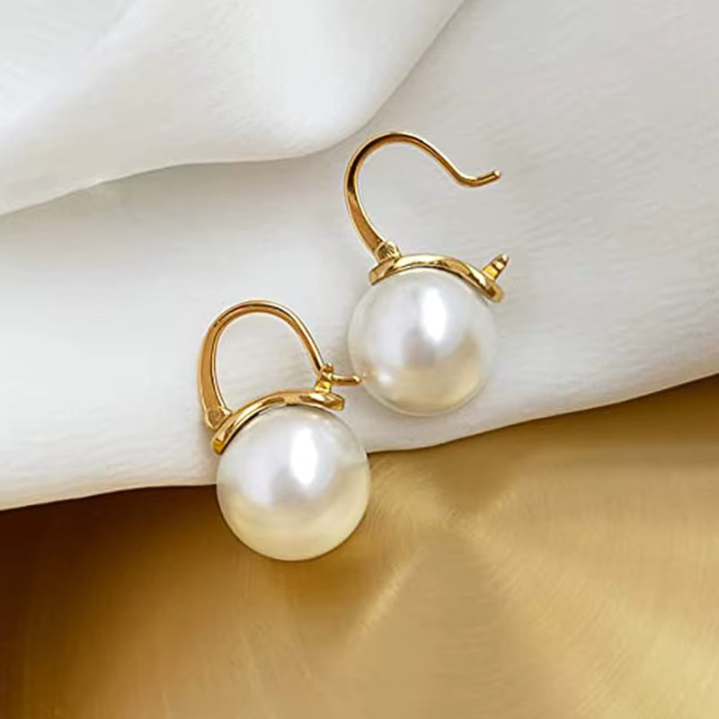 Huitan Ohrringe, Perle, Gold Farbe, Damen - Bild 3