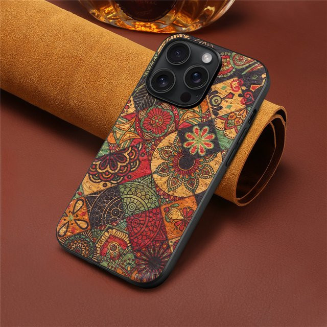 EUCAGR Ultradünne Blumenfigur Ledertasche für iPhone 16 15 14 13 12 11 Pro Max Plus XS XR 7 8 SE 2022 stoßfeste Rückseite in Multicolour - Bild 1