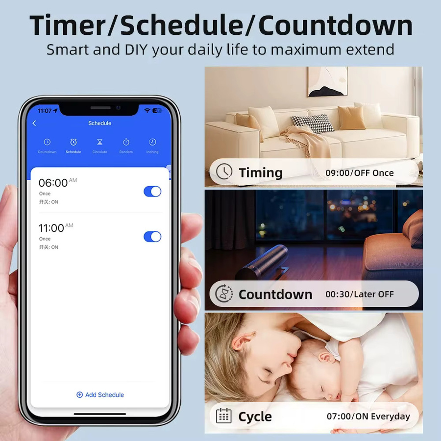 QNCX 16A WLAN Mini Smart DIY Lichtschalter in Weiß, kompatibel mit Tuya Smart Life App, 2-Wege Drahtlose Steuerung für Alexa und Google Assistant - Bild 2