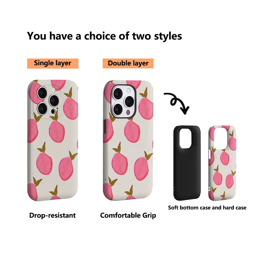 Cremerosa Pfirsich Handyhülle für iPhone 17 16 15 14 13 12 11 Pro Max Plus mit doppelschichtiger Rückseite in Pink - Bild 2
