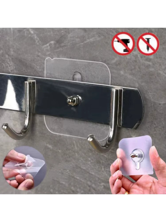 Wasserdichte Selbstklebe-Haken in Chrom ohne Bohren für Bilderrahmen, Poster und Badezimmer Zubehör B/H/T: 6,0 x 6,0 x 2,0 cm - Bild 3