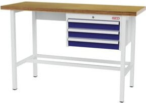STIER Werkbank mit 3 Schubladen in Rot und Grau, B/T/H: 150 x 60 x 96 cm - Bild 1