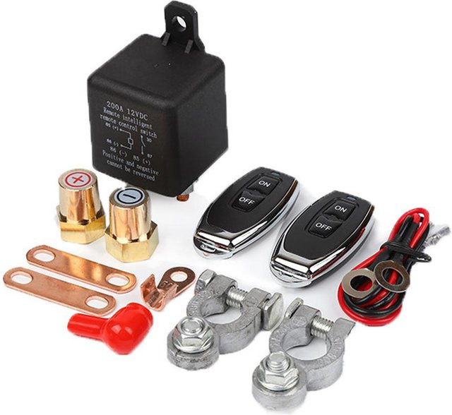 VehicleKit 12 V Auto-Relais Set mit Fernbedienung und Bluetooth, 200 A Dual-Wireless-Batterietrennschalter mit Kupferspule, bunt - Bild 1