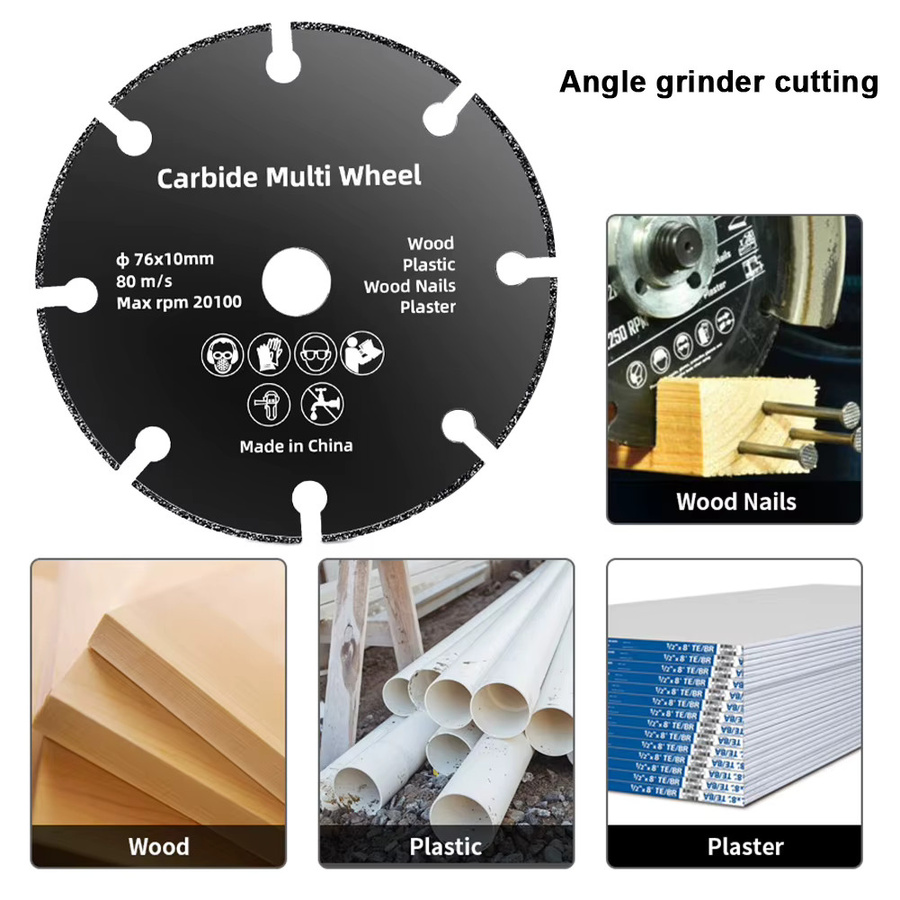 VKTECH Trennscheibe 76 mm für Winkelschleifer und Kreissägen, Schwarz, für Metall, Holz und Kunststoff, 10 Stück - Bild 3