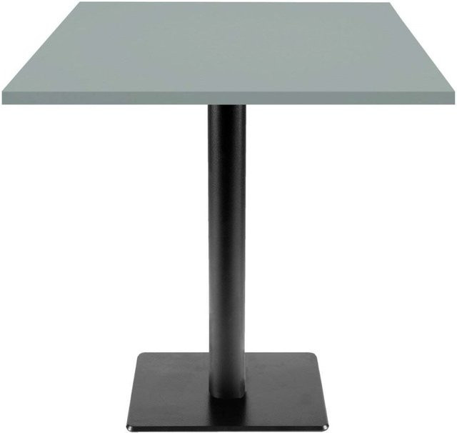 RestooTab Tisch Milan T quadratisch in Grau mit Holzdekor und Metallgestell, B/T/H: 70 x 70 x 75 cm - Bild 1