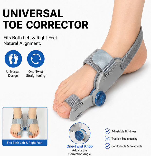 Hallux-Valgus-Korrektor mit Drehknopf, Verstellbarer Großzehen-Geradehalter, Unisex - Bild 1