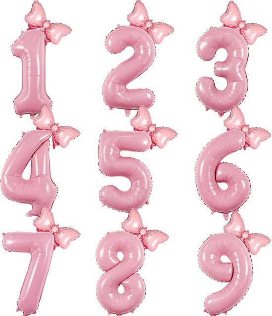 BALONAQ Digitale Schleife Ballons aus Aluminiumfolie in Rosa und Orange, 32 Zoll, für Geburtstag, Hochzeit und Party-Dekoration - Bild 1