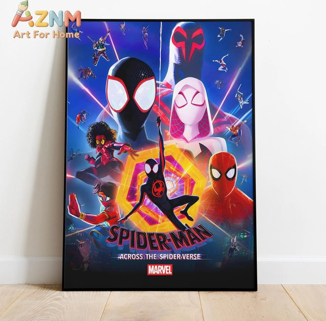Spiderman Across the Spiderverse Poster Miles Morales Wandkunst als moderner Grafikdruck in Mehrfarbig auf Papier - Bild 1