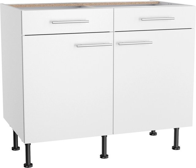 Optifit Küchen-Unterschrank Bengt in Weiß mit matter Feinstruktur, B/T/H: 100 x 58,4 x 87 cm - Bild 1