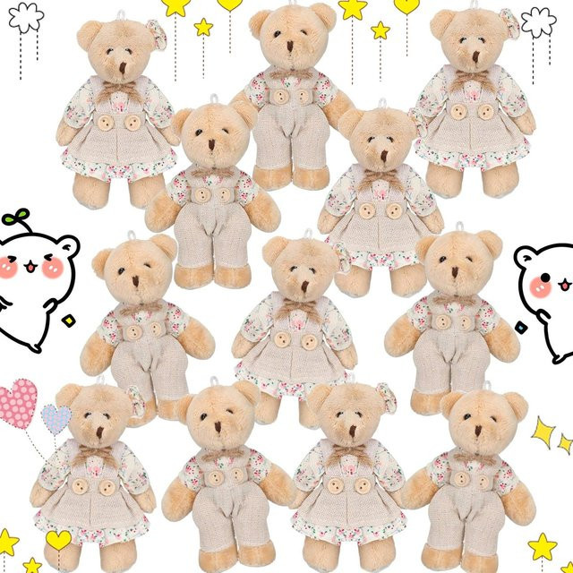 Linyi toy Mini Gelenk Teddybär, Stofftier Plüschtiere, 12-teiliges Set - Bild 1