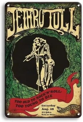 Retro Metallschild Jethro Tull Wandkunst Rockband Dekor Aluminium B: 20 cm, H: 30 cm - Bild 1