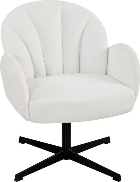 HOMCOM Drehbarer Relax-Sessel mit Samtbezug und Muschelform in Creme, moderner Sessel mit Federkern und Kreuzfuß für Wohnzimmer, Schlafzimmer oder Büro - Bild 1