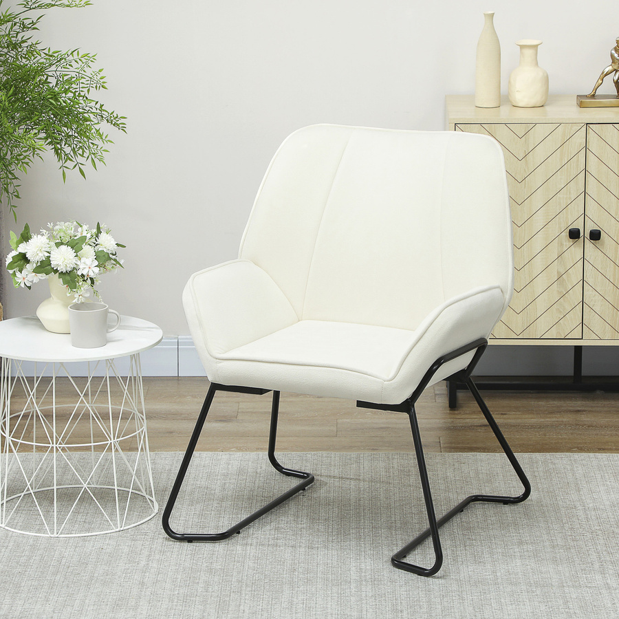 HOMCOM Loungesessel Moderner Lesesessel mit Samtbezug und Metallbeinen in Creme/Beige - Bild 2
