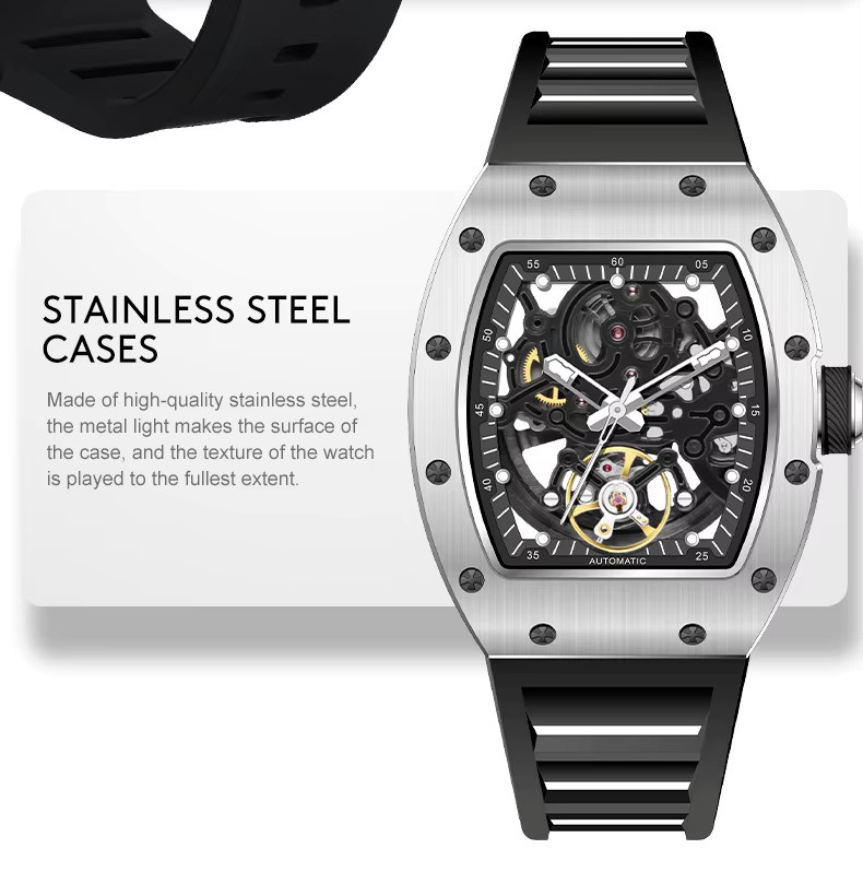 Wishdoit Armbanduhr Automatik, Edelstahl, Schwarz, Herren, 5 ATM - Bild 4
